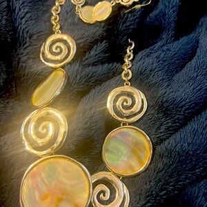 Necklace and earring set silver with mother of pearl accent on both